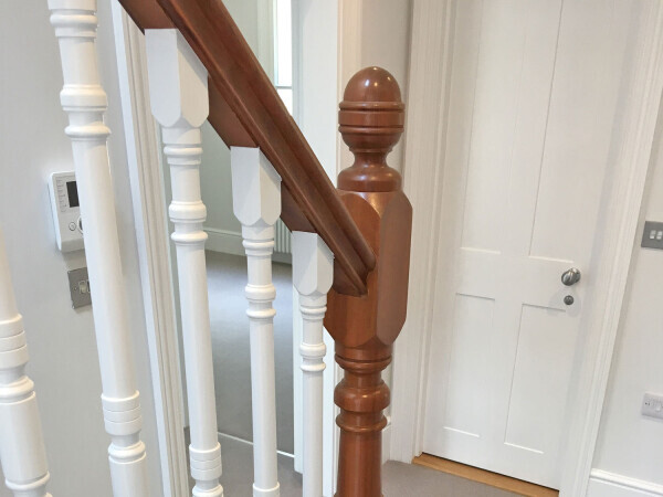 Balustrade brown and white.