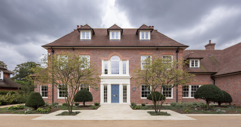 front view of a large country house