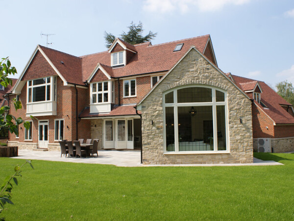 modern home with large casement window