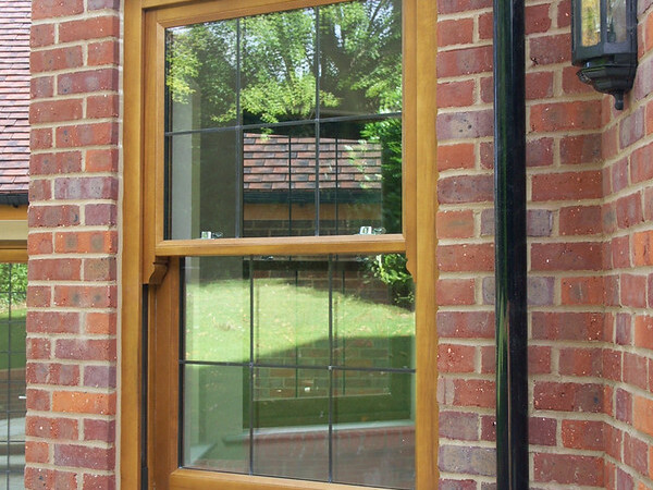 close up of timber sash window