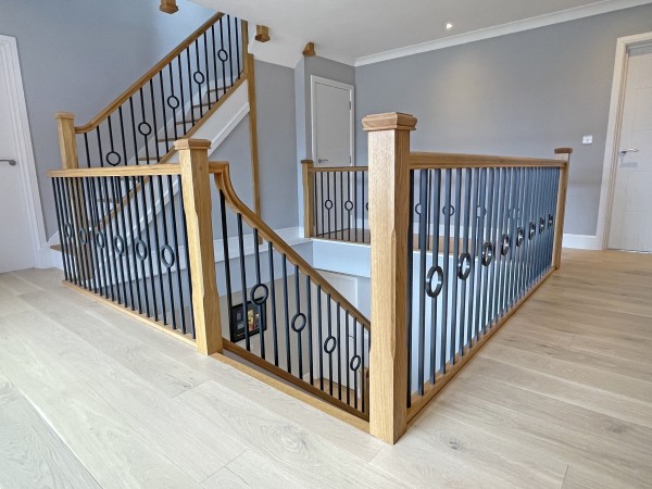 stair railing with metal balustrade