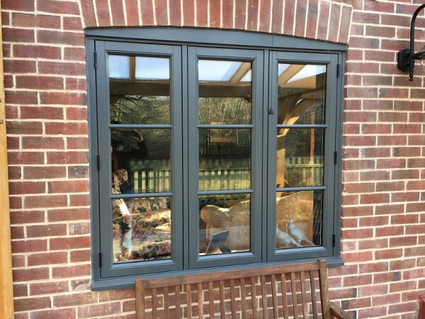 dark grey casement window