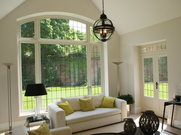 traditional white french door with match window