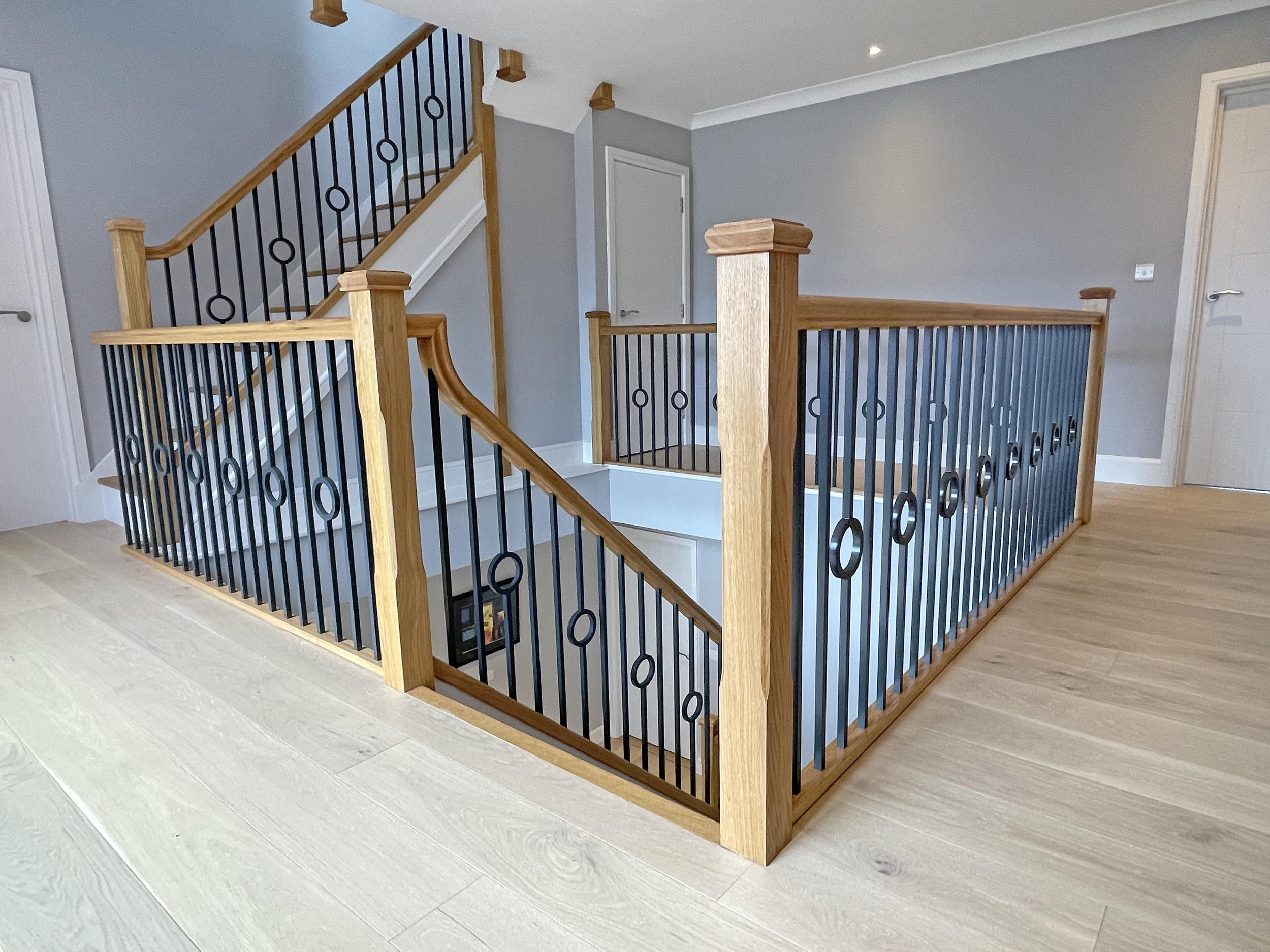 stair railing with metal balustrade